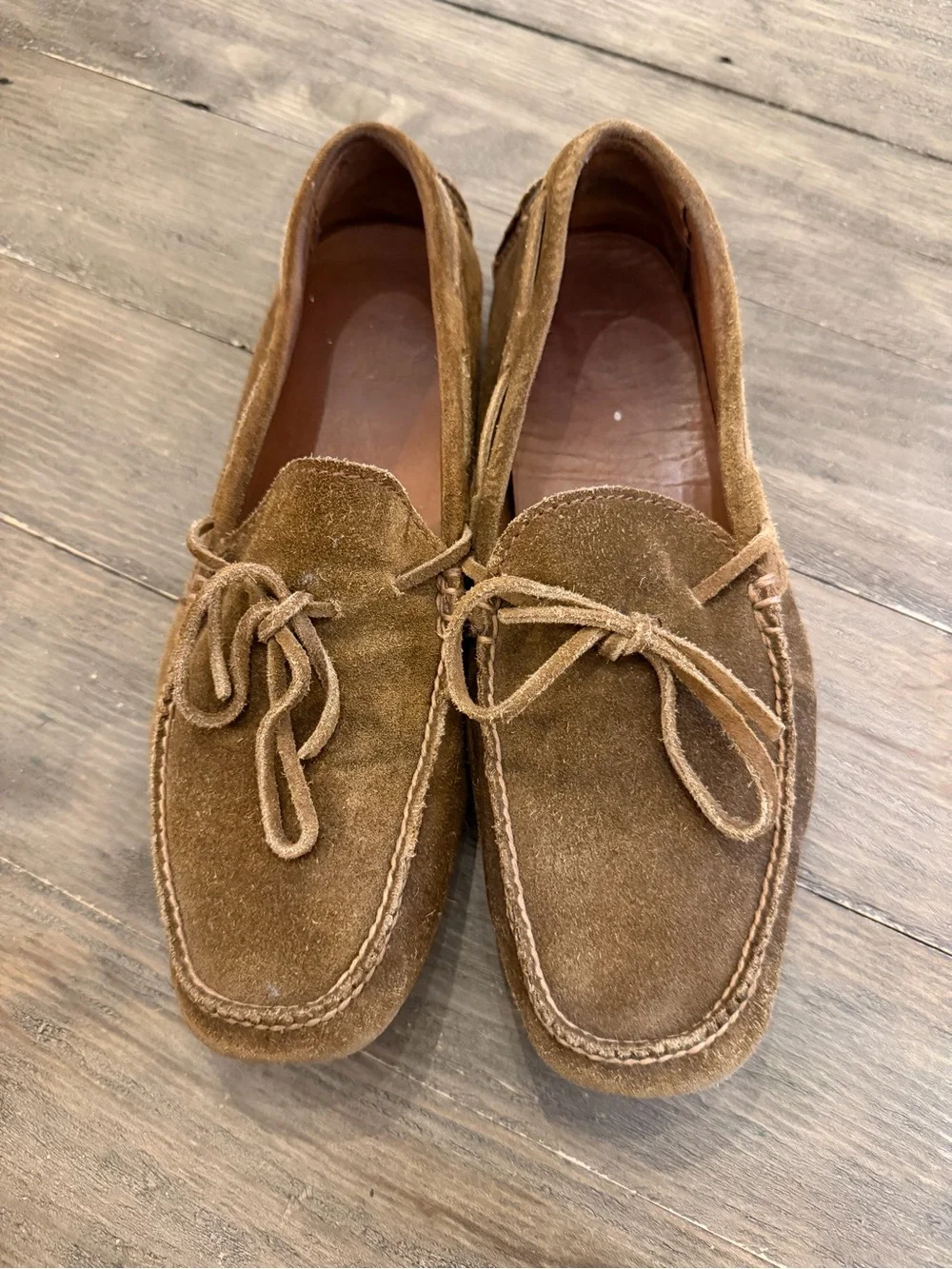 Frye Brown Suede Tie-Front Slip-On Loafers